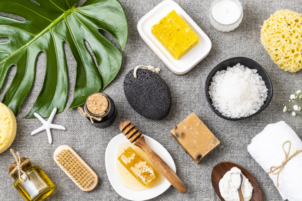Illustration représentant une vie saine et équilibrée grâce aux produits naturels