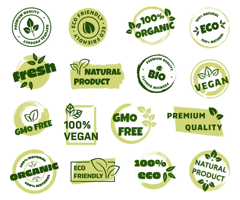 Logotypes de produits naturels, écoresponsables et biologiques