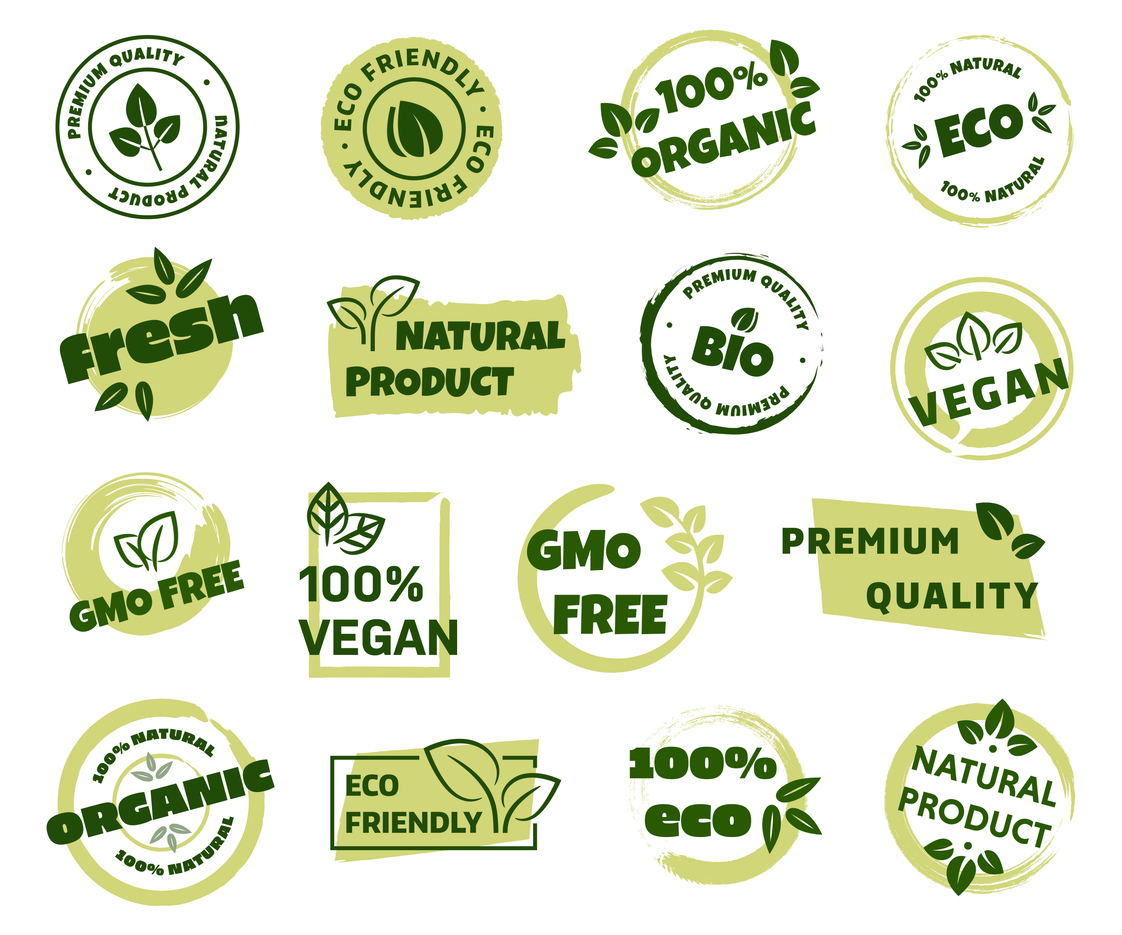 Logotypes de produits naturels, écoresponsables et biologiques